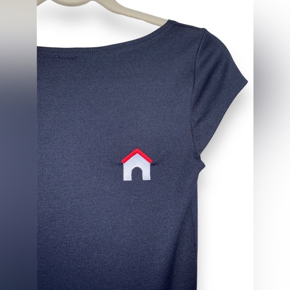 Twik Navy Blue Pleated Skirt Dog/Doghouse Golden Retriever Mini Dress Size XS - Picture 5 of 8